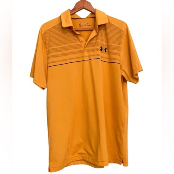 Under Armour Gold Loose Fit Golf short Sleeve Polo Shirt Medium - Picture 1 of 9